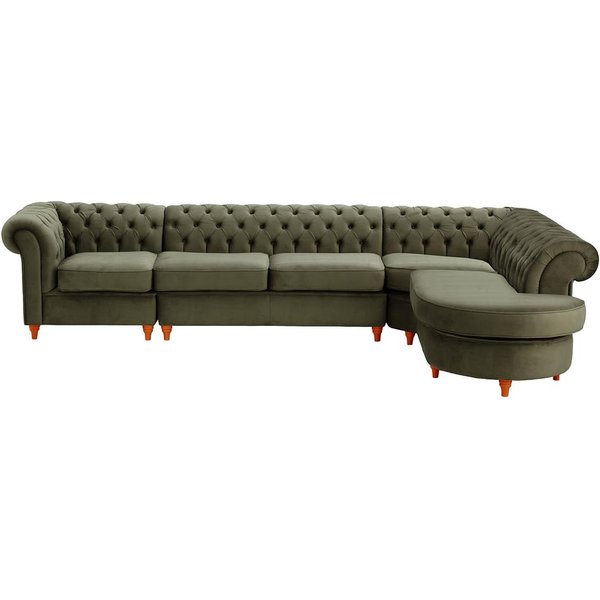 Chesterfield RHF 4-piece Corner Modular Sofa, graphite, Leg colour: aveo
