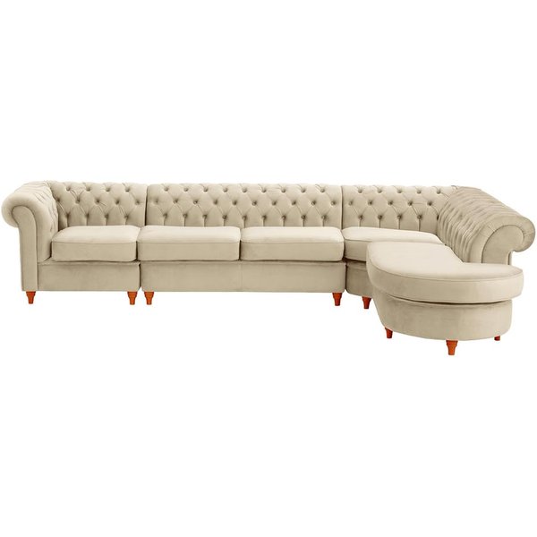 Chesterfield RHF 4-piece Corner Modular Sofa, light beige, Leg colour: aveo