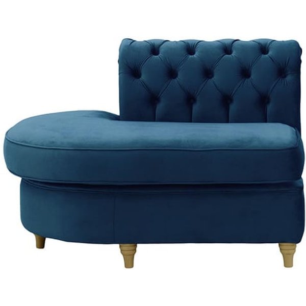 Chesterfield Curved LHF Corner Modular End (ECL), blue, Leg colour: wax black