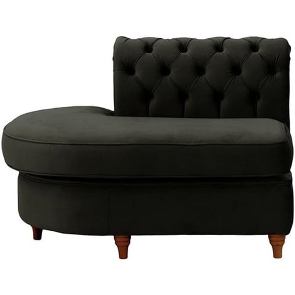 Chesterfield Curved LHF Corner Modular End (ECL), black, Leg colour: dark oak