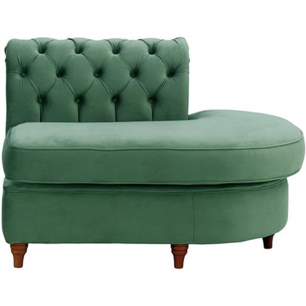 Chesterfield Curved RHF Corner Modular End (ECR), dirty blue, Leg colour: dark oak