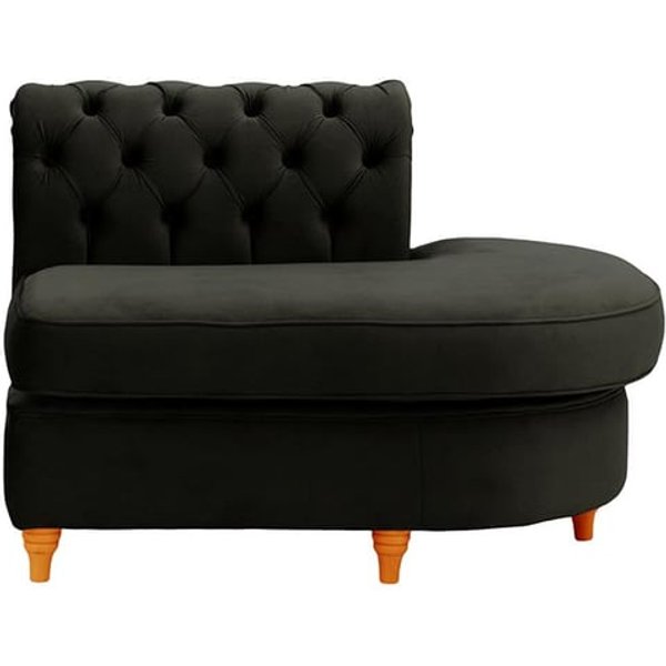 Chesterfield Curved RHF Corner Modular End (ECR), black, Leg colour: aveo