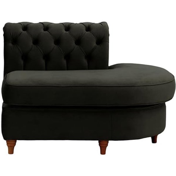 Chesterfield Curved RHF Corner Modular End (ECR), black, Leg colour: dark oak
