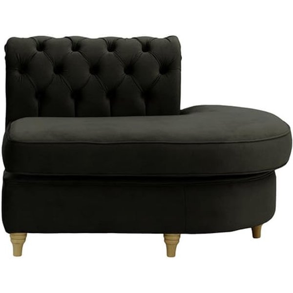 Chesterfield Curved RHF Corner Modular End (ECR), black, Leg colour: wax black