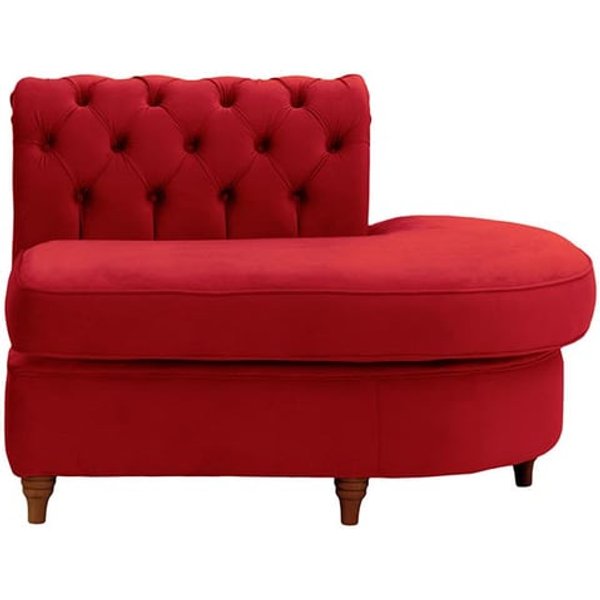 Chesterfield Curved RHF Corner Modular End (ECR), dark red, Leg colour: dark oak