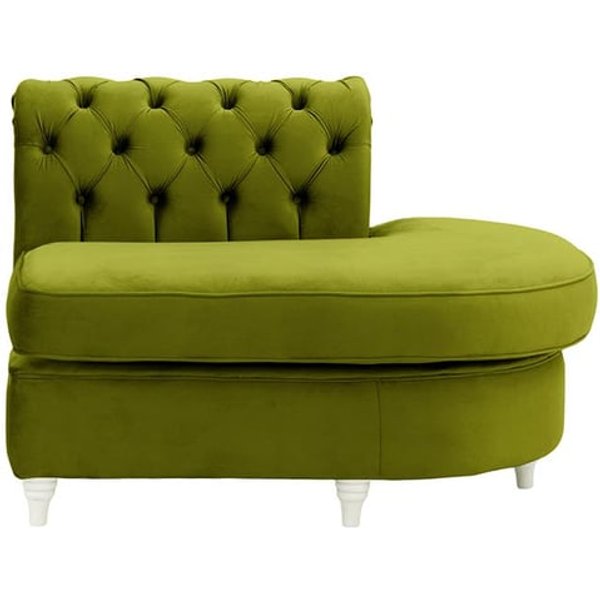 Chesterfield Curved RHF Corner Modular End (ECR), olive green, Leg colour: white
