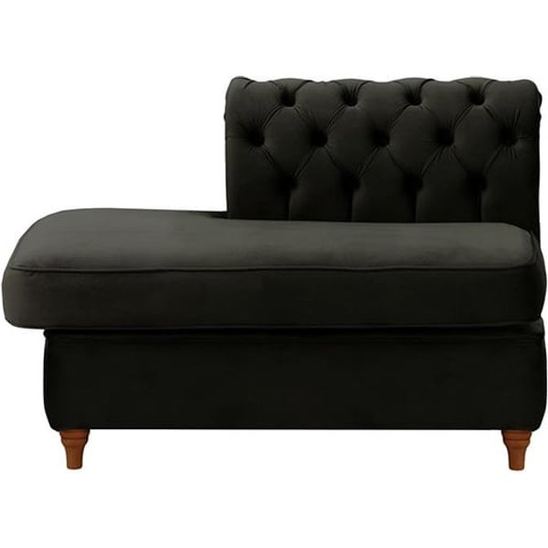 Chesterfield Straight LHF Corner Modular End (ESL), black, Leg colour: dark oak