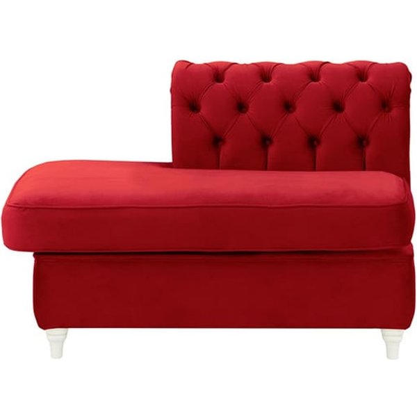 Chesterfield Straight LHF Corner Modular End (ESL), dark red, Leg colour: white
