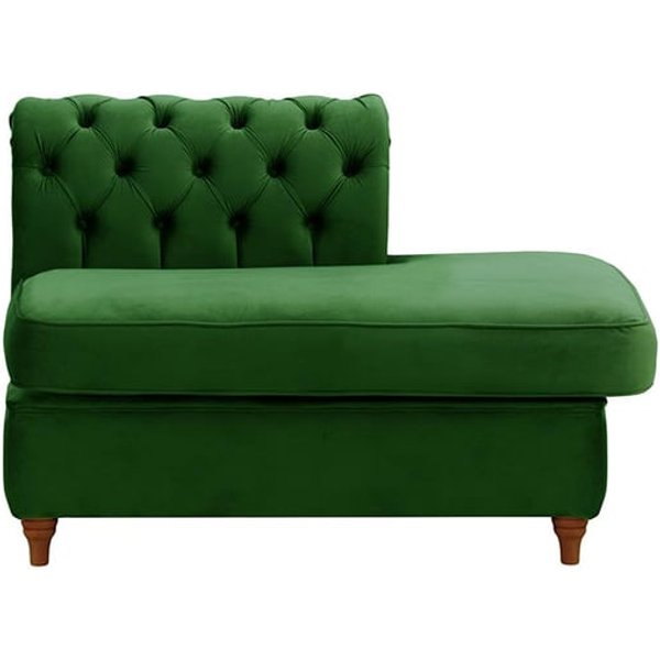 Chesterfield Straight RHF Corner Modular End (ESR), dark green, Leg colour: dark oak