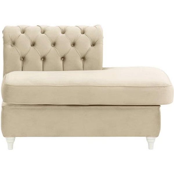 Chesterfield Straight RHF Corner Modular End (ESR), light beige, Leg colour: white