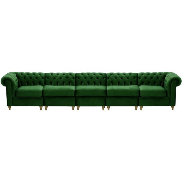 Chesterfield 5-piece Modular Sofa, dark green, Leg colour: wax black