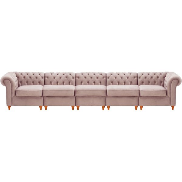 Chesterfield 5-piece Modular Sofa, lilac, Leg colour: aveo
