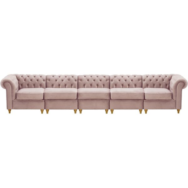 Chesterfield 5-piece Modular Sofa, lilac, Leg colour: like oak