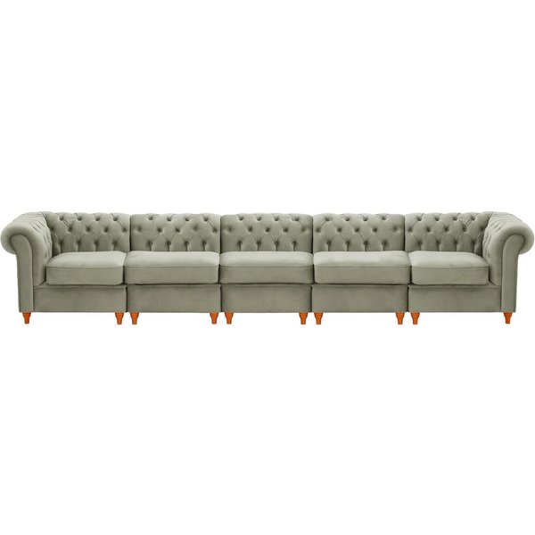 Chesterfield 5-piece Modular Sofa, silver, Leg colour: aveo