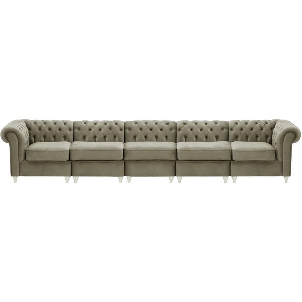Chesterfield 5-piece Modular Sofa, grey, Leg colour: white