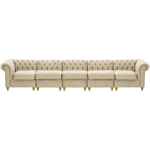 Chesterfield 5-piece Modular Sofa, light beige, Leg colour: like oak
