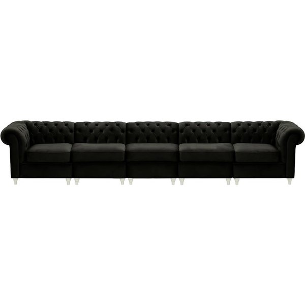 Chesterfield 5-piece Modular Sofa, black, Leg colour: white
