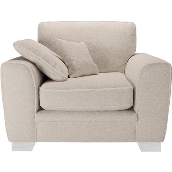 Ronay Armchair, boucle beige, Leg colour: white