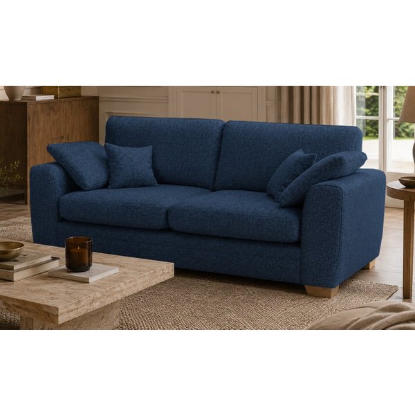 Ronay 3-seater Sofa, Mid Boucle Dark Navy - dark blue, Leg colour: like oak