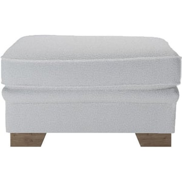 Ronay Footstool, boucle grey, Leg colour: wax black