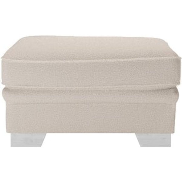 Ronay Footstool, boucle beige, Leg colour: white