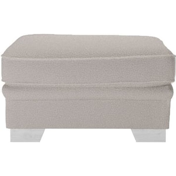 Ronay Footstool, boucle brown, Leg colour: white