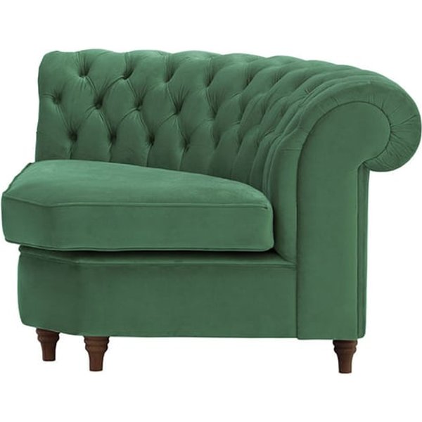 Chesterfield Curved Corner Modular Unit (CMC), dark green, Leg colour: dark oak