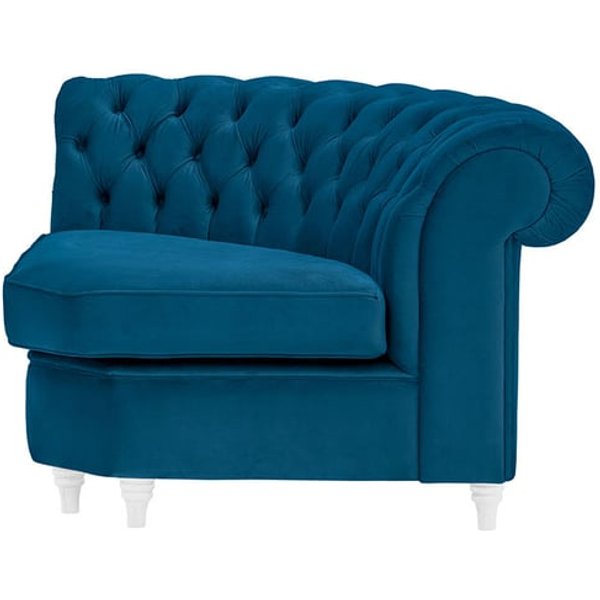Chesterfield Curved Corner Modular Unit (CMC), blue, Leg colour: white