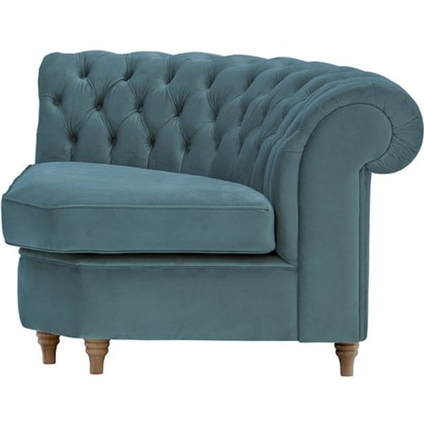 Chesterfield Curved Corner Modular Unit (CMC), dirty blue, Leg colour: wax black