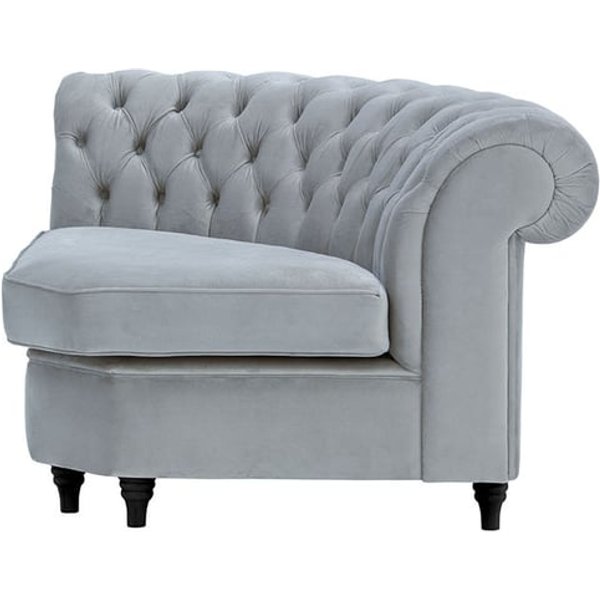 Chesterfield Curved Corner Modular Unit (CMC), silver, Leg colour: black