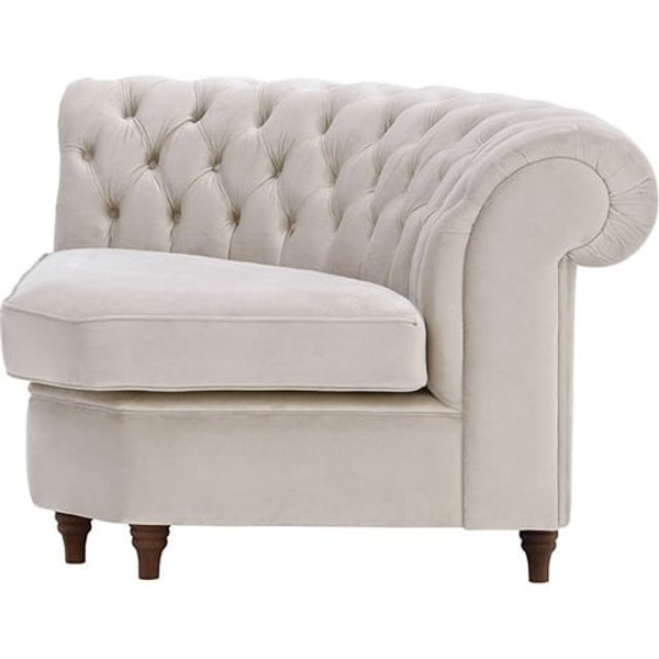 Chesterfield Curved Corner Modular Unit (CMC), light beige, Leg colour: dark oak