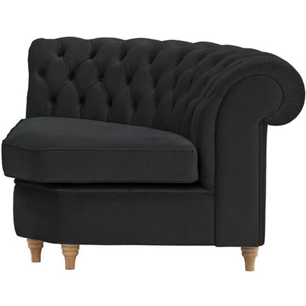 Chesterfield Curved Corner Modular Unit (CMC), black, Leg colour: like oak