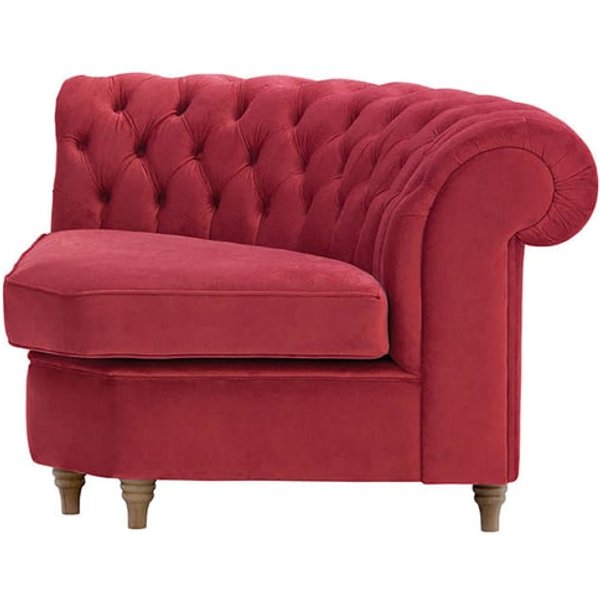 Chesterfield Curved Corner Modular Unit (CMC), dark red, Leg colour: wax black