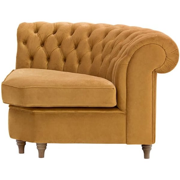 Chesterfield Curved Corner Modular Unit (CMC), mustard, Leg colour: wax black