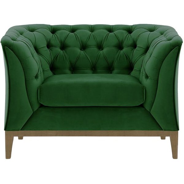 Chesterfield Modern Armchair Wood, dark green, Leg colour: wax black