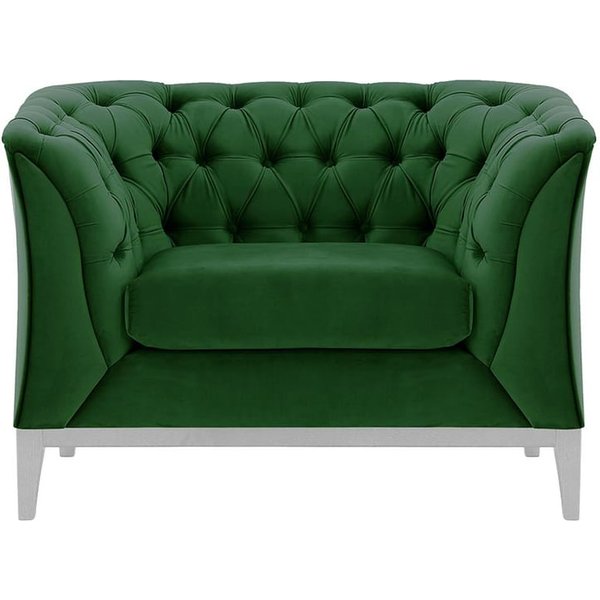 Chesterfield Modern Armchair Wood, dark green, Leg colour: white