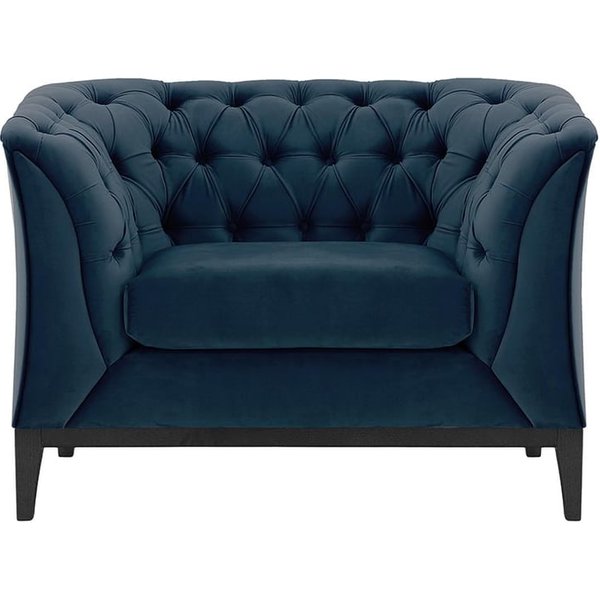 Chesterfield Modern Armchair Wood, blue, Leg colour: black