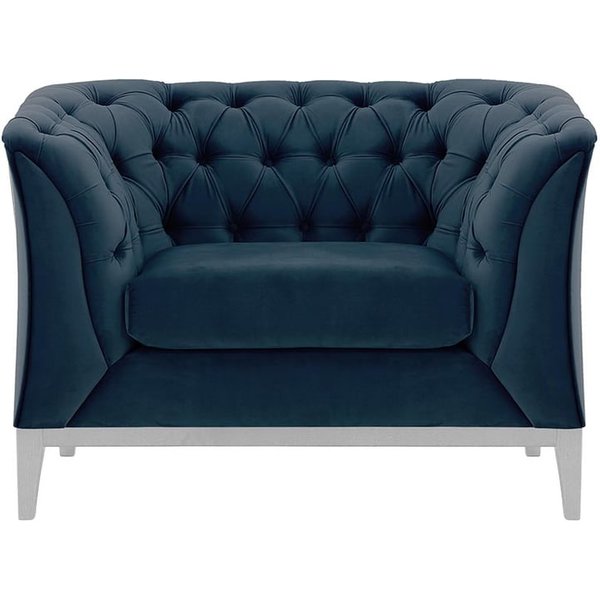 Chesterfield Modern Armchair Wood, blue, Leg colour: white