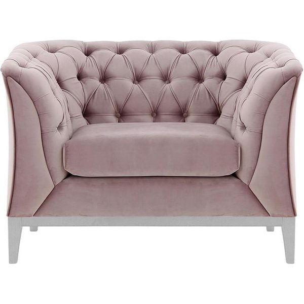Chesterfield Modern Armchair Wood, lilac, Leg colour: white