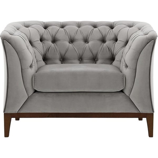 Chesterfield Modern Armchair Wood, silver, Leg colour: dark oak