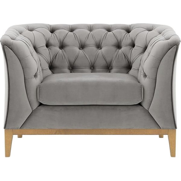 Chesterfield Modern Armchair Wood, silver, Leg colour: like oak