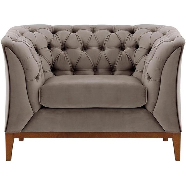 Chesterfield Modern Armchair Wood, grey, Leg colour: aveo