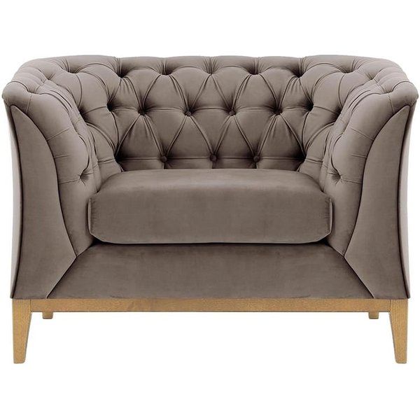 Chesterfield Modern Armchair Wood, grey, Leg colour: like oak