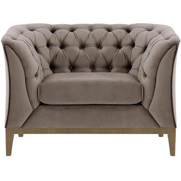 Chesterfield Modern Armchair Wood, grey, Leg colour: wax black