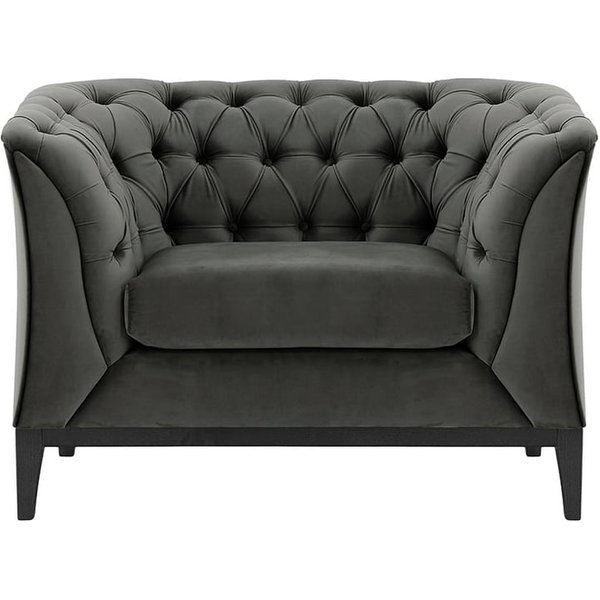 Chesterfield Modern Armchair Wood, graphite, Leg colour: black