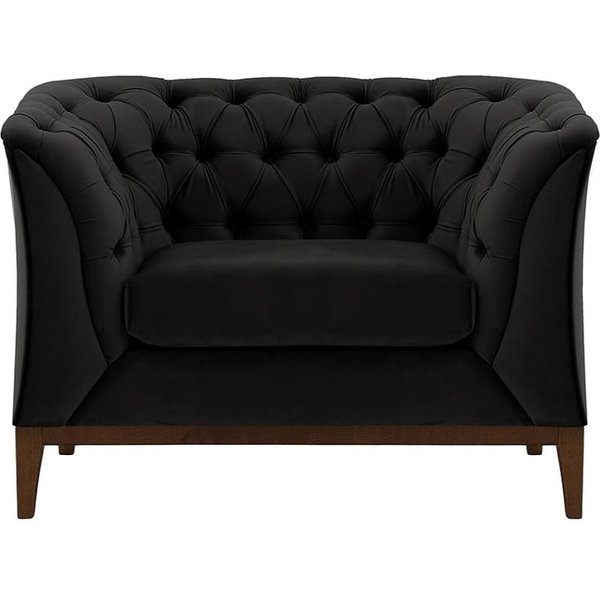 Chesterfield Modern Armchair Wood, black, Leg colour: dark oak