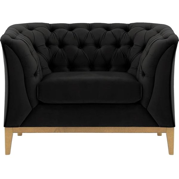 Chesterfield Modern Armchair Wood, black, Leg colour: like oak