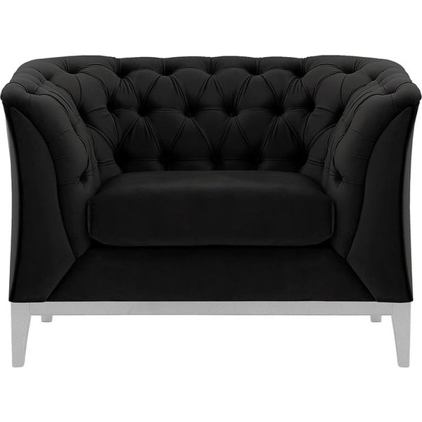 Chesterfield Modern Armchair Wood, black, Leg colour: white