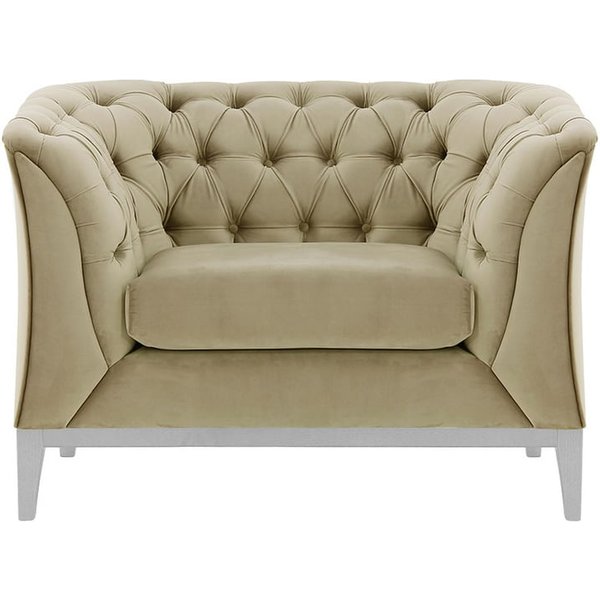 Chesterfield Modern Armchair Wood, mink, Leg colour: white