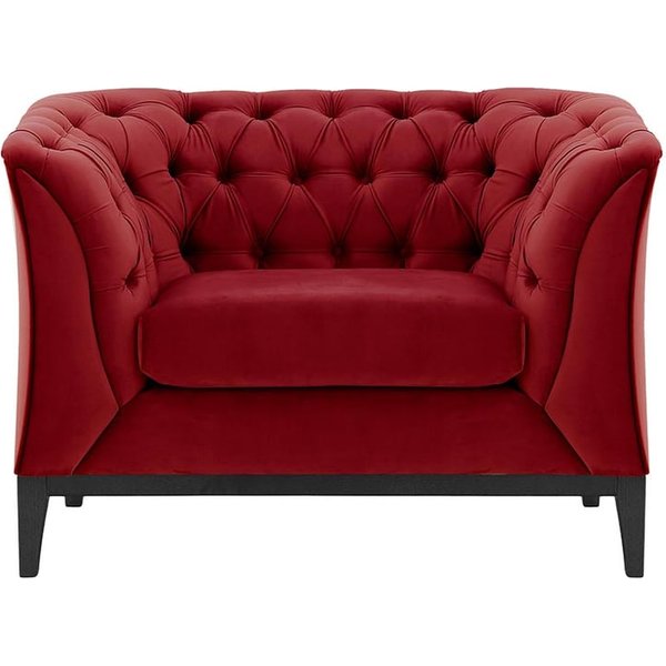 Chesterfield Modern Armchair Wood, dark red, Leg colour: black